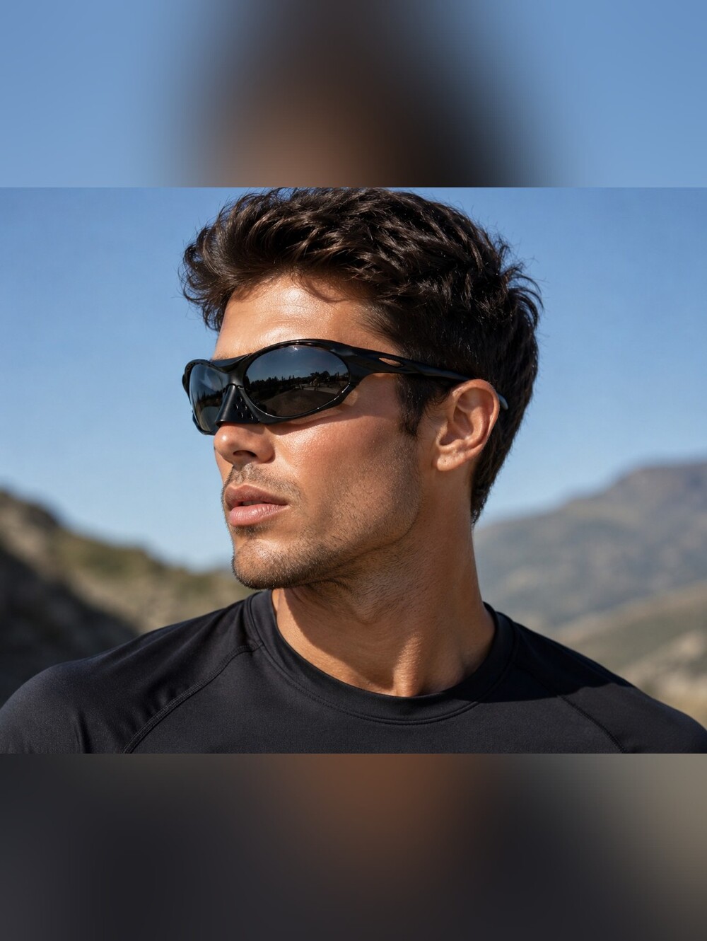 Lot of 2 Wraparound Sports Sunglasses Black Mirrored Cycling Running Outdoor Eye